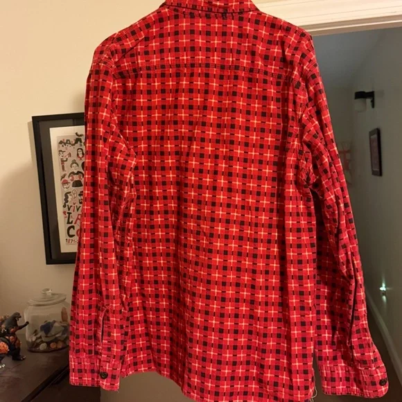 RRL Red Print Plaid Chamois Shirt - Picture 2 of 3